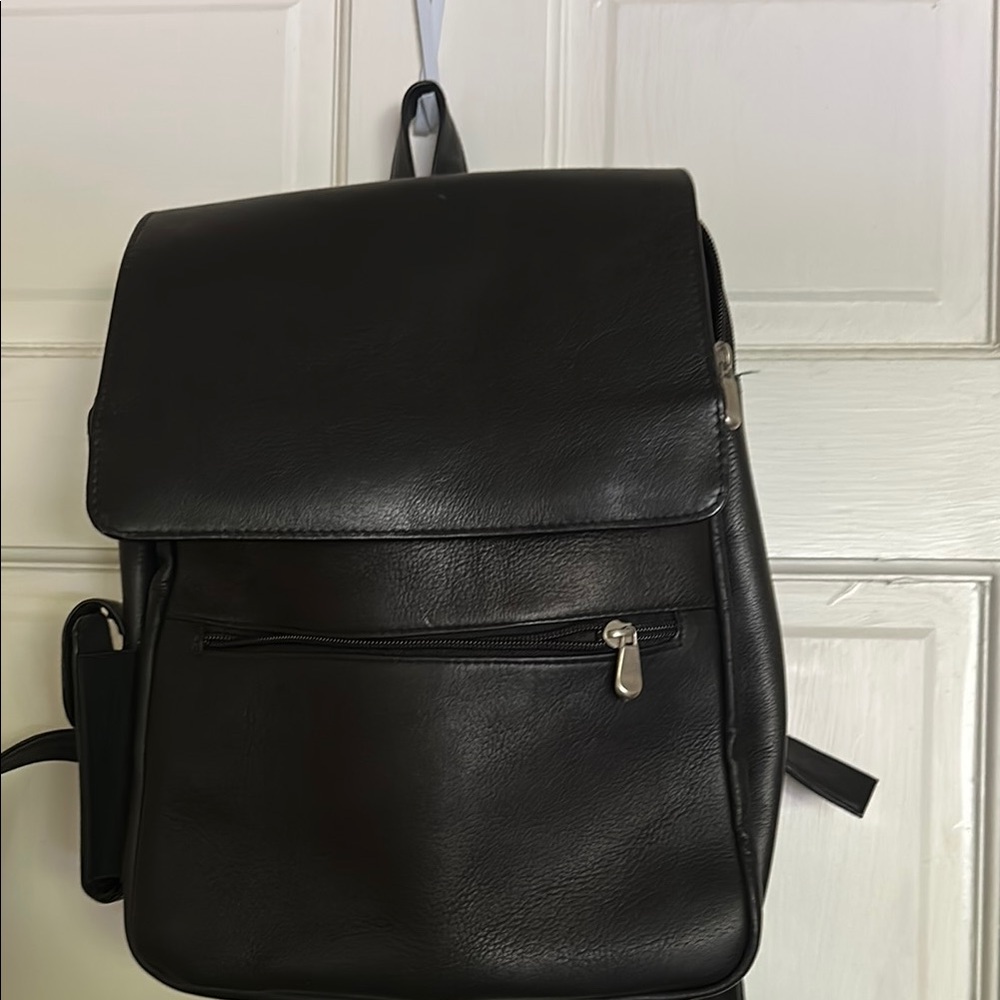 Backpack-Black Leather with Adjustable Straps